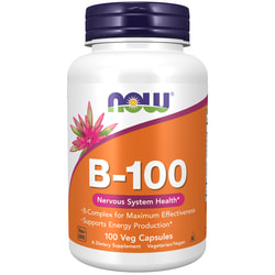 Витамин В-100 NOW (Нау) способствуют выработке энергии капсулы флакон 100 шт