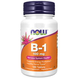 Вітамін В-1 NOW (Нау) B-1 100 mg для функціонування нервової системи та м'яз таблетки флакон 100 шт