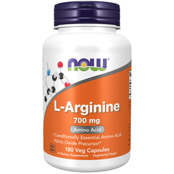 L-аргінін NOW (Нау) L-Arginine 700 mg капсули збільшують м'язову масу та витривалість по 700 мг флакон 180 шт