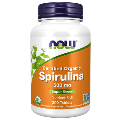 Орг Спіруліна NOW (Нау) Org Spirulina 500 mg додаткове джерело біологічно активних речовин таблетки флакон 200 шт