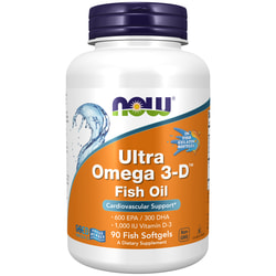 Ультра Омега TRI-3D NOW (Нау) Ultra Omega 1200 3-D капсулы мягкие рыбий жир омега-3 с витамин D3 флакон 90 шт