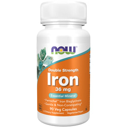 Железо NOW (Нау) Iron 36 mg Ferrochel (R) капсулы по 36 мг флакон 90 шт