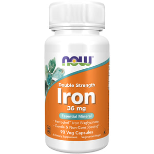 Залізо NOW (Нау) Iron 36 mg Ferrochel (R) капсули по 36 мг флакон 90 шт