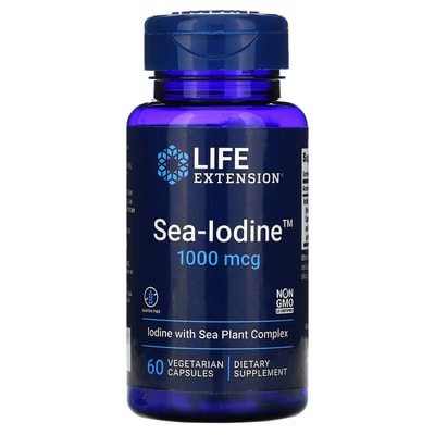 Морський Йод  LIFE EXTENSION (Лайф Екстеншн) Sea-Iodine капсули для здоров’я щитовидної залози по 1000 мкг флакон 60 шт