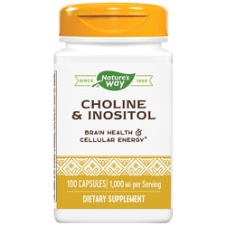 Холін та інозітол NATURE’S WAY (Натурес Вей) Choline & Inositol капсули для здоров'я мозку та клітинна енергія флакон 100 шт