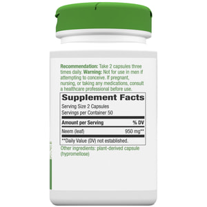 Лист німу NATURE’S WAY (Натурес Вей) Neem Leaf капсули покращують зір, обмін речовин, роботу шлунково-кишкового тракту та печінки флакон 100 шт