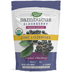 Пастилки для розсмоктування NATURE’S WAY (Натурес Вей) Sambucus Organic Zinc Lozenge органічні з цинком для підтримки імунітету 24 шт