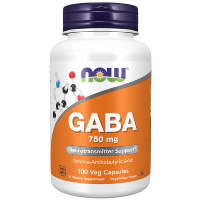 ГАМК Гамма-аміномасляна кислота ГАМК NOW (Нау) GABA 750 капсули по 750 мг заспокійлиівої дії флакон 100 шт