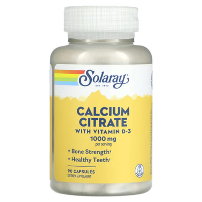 Цитрат кальция c витамином D3 SOLARAY (Солорай) Calcium Citrate w/Vit D-3 капсулы для поддержания здоровья костей и зубов флакон 90 шт