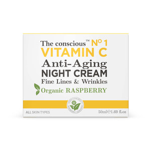 Крем для обличчя THE CONSCIOUS (Коншес) проти зморшок для сяяння шкіри з органічною малиною та вітаміном С нічний 50 мл