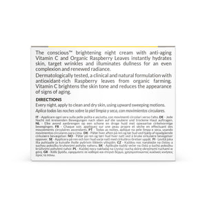 Крем для обличчя THE CONSCIOUS (Коншес) проти зморшок для сяяння шкіри з органічною малиною та вітаміном С нічний 50 мл