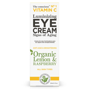 Крем для шкіри навколо очей THE CONSCIOUS (Коншес) для сяяння шкіри з органічним лимоном та малиною та вітаміном С 30 мл