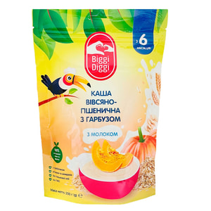 Каша молочная сухая BIGGIDIGGI (БигиДиги) овсяно-пшеничная с тыквой для детей с 6 месяцев 200 г