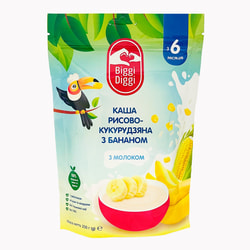 Каша молочная сухая BIGGIDIGGI (БигиДиги) рисово-кукурузная с бананом для детей с 6 месяцев 200 г