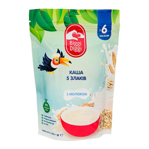 Каша молочна суха BIGGIDIGGI (БігіДігі) 5 злаків для дітей з 6 місяців 200 г
