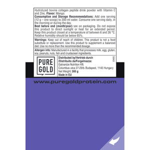 Коллаген PURE GOLD (Пьюр Голд) Collagen marha Mango порошок со вкусом манго для здоровья суставов, связок, сосудов и кожи 300 г