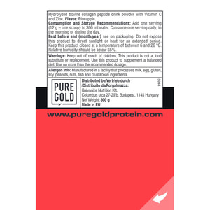 Колаген PURE GOLD (П'юр Голд) Collagen marha Pineapple порошок зі смаком ананасу для здоров'я суглобів, зв'язок, судин та шкіри 300 г