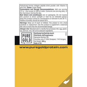 Коллаген PURE GOLD (Пьюр Голд) Collagen marha Green Apple порошок со вкусом зеленое яблоко для здоровья суставов, связок, сосудов и кожи 300 г