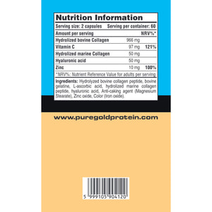 Коллаген с гиалуроновой кислотой PURE GOLD (Пьюр Голд) CollaGold капсулы комплекс для защиты суставов, красоты и здоровья волос, ногтей 120 шт