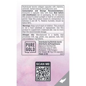 Коллаген с гиалуроновой кислотой PURE GOLD (Пьюр Голд) CollaBeauty капсулы комплекс для защиты суставов, красоты и здоровья волос, ногтей 125 шт