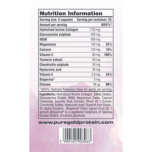 Коллаген с гиалуроновой кислотой PURE GOLD (Пьюр Голд) CollaBeauty капсулы комплекс для защиты суставов, красоты и здоровья волос, ногтей 125 шт