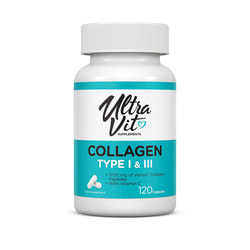 Коллаген I & III VPLAB (ВПЛаб) UltraVit (Ультравит) Collagen I&III капсулы для улучшения состояния волос, кожи и ногтей флакон 120 шт