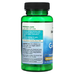 Gaba Максимальная сила SWANSON (Свенсон) капсулы для облегчения стресса и напряжения по 750 мг флакон 60 шт