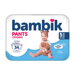 Подгузники-трусики для детей BAMBIK (Бамбик) размер 5 от 12 до 17 кг 34 шт