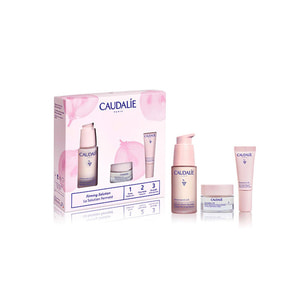Набір CAUDALIE (Кадалі) Resveratrol Lift Spring Set 2024 Гель-крем для контуру очей 5 мл + сироватка укріплююча 30 мл + крем кашемір 15 мл