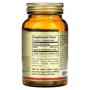 ГАМК GABA (гамма-аминомасляная кислота) SOLGAR (Солгар) Gaba 500 mg капсулы флакон 50 шт