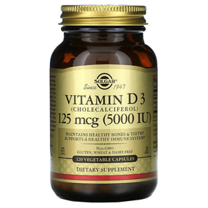 Вітамін Д3 SOLGAR (Солгар) Vitamin D3 (Cholecalciferol) 125 mcg (5,000 IU) капсули по 5000 МО флакон 120 шт