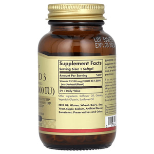 Витамин Д3 SOLGAR (Солгар) капсулы желатиновые по 10000 МЕ флакон 120 шт