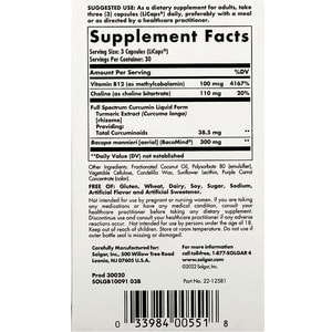 Куркумин SOLGAR (Солгар) Full Spectrum Curcumin Brain Works капсулы для поддержания кратковременной памяти, здоровья и работы мозга флакон 90 шт