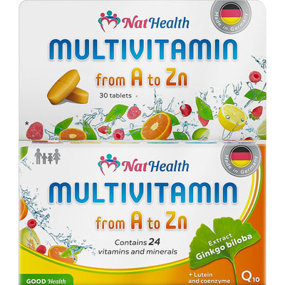 Мультивітаміни від А до Zn NATHEALTH (НатХелс) таблетки вітамінно-мінеральний комплекс упаковка 30 шт