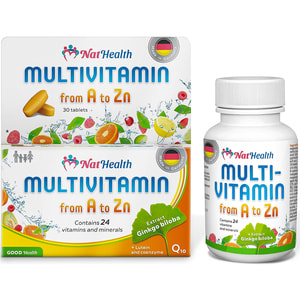 Мультивітаміни від А до Zn NATHEALTH (НатХелс) таблетки вітамінно-мінеральний комплекс упаковка 30 шт