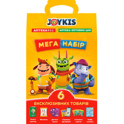 Мега набор Joykis (Джойкис) 6 в 1 книга приключений экогероев, 6 игровых карт Джойкис, витамины, наклейки, многоразовая маска и сюрприз от Прайзи
