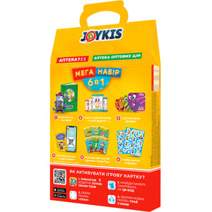 Мега набор Joykis (Джойкис) 6 в 1 книга приключений экогероев, 6 игровых карт Джойкис, витамины, наклейки, многоразовая маска и сюрприз от Прайзи