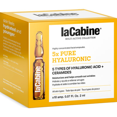 Висококонцентровані ампули для обличчя LA CABINE (ЛаКабін) 5xPure Hyaluronic проти зморшок зволожуючі по 2 мл 10 шт