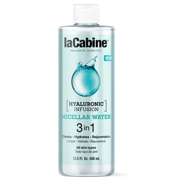 Вода міцелярна LA CABINE (ЛаКабін) з гіалуроновою кислотою глубоке очищення, зволоження та омолодження 3 в 1 400 мл