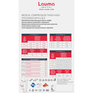 Чулки медицинские компрессионные LAUMA (Лаума) модель AG306 класс ІІ с кружевом и хлопком, без мыска 23-32 мм рт.ст. цвет натуральный размер 4K