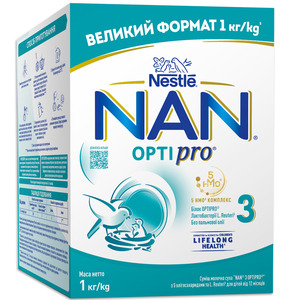 Смесь молочная детская NESTLE (Нестле) Нан 3 Optipro (Оптипро) для детей от 12 месяцев 1000 г