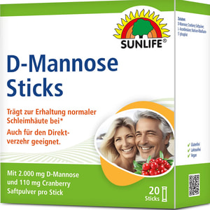 Витамины SUNLIFE (Санлайф) D-Mannose Sticks Д-манноза поддержка иммуной системы и мочевого пузыря порошок в стиках по 2.2 г 20 шт