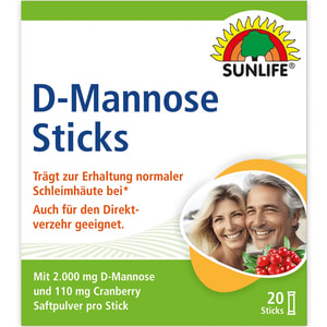 Витамины SUNLIFE (Санлайф) D-Mannose Sticks Д-манноза поддержка иммуной системы и мочевого пузыря порошок в стиках по 2.2 г 20 шт