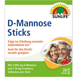 Вітаміни SUNLIFE (Санлайф) D-Mannose Sticks Д-маноза підтримка імунної системи та сечового міхура порошок в саше по 2.2 г 20 шт