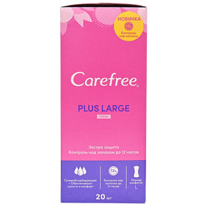 Прокладки щоденні CAREFREE (Кефрі) Plus Large Fresh (Плюс Ладж Фреш) 20 шт