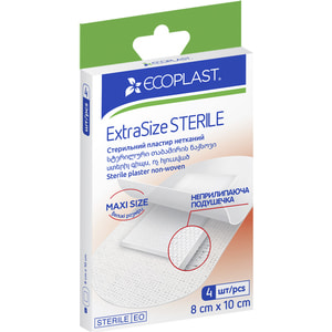 Пластырь медицинский Ecoplast (Экопласт) стерильный нетканный ExtraSize размер 8 см х 10 cм 4 шт