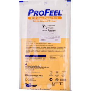 Перчатки хирургические латексные стерильные неприпудренные ProFeel Micro (Профайл Микро) тонкие антибликовые с полимерным покрытием размер 7,5 1 пара