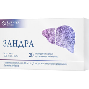 Зандра капсули сприяють підтримці  здоров'я печінки та нормального енергетичного обміну 2 блістери по 15 шт