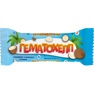 Гематохелп гематоген Гематовіт с альбумином и кокосовой стружкой плитка 40 г Solution Pharm
