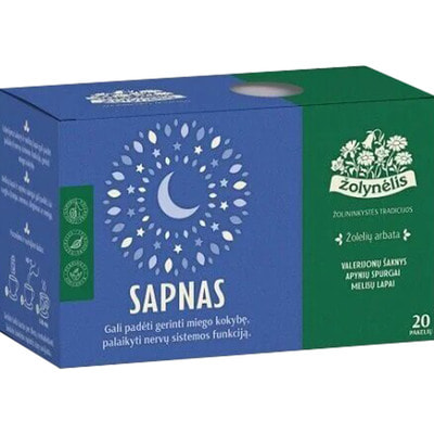 Чай трав'яний ZOLYNELIS (Золінес) Sapnas cприяє підтримці нормальної роботи нервової системи та засипанню в фільтр-пакетах по 1,5 г 20 шт